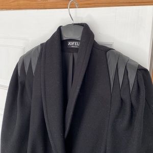 Vintage long coat with leather accents